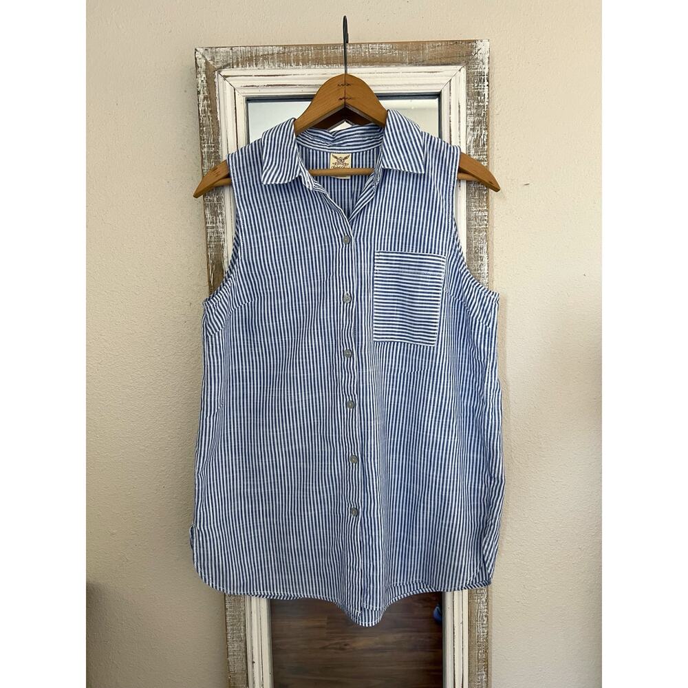 Striped Sleeveless Faded Glory Button Shirt Size 4-6